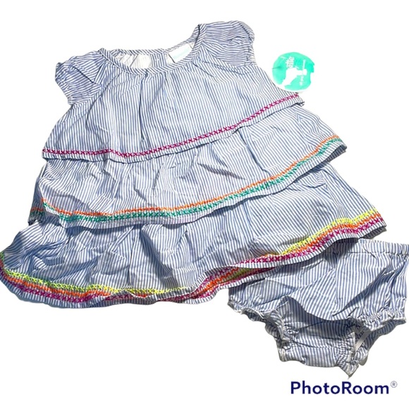 Nannette Other - NWT Nannette 2pc blue/white pin stripes dress with bloomer size 18M